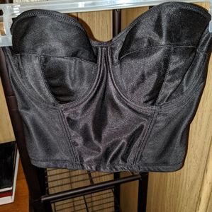 Strapless black satin feel vintage Bustier bra